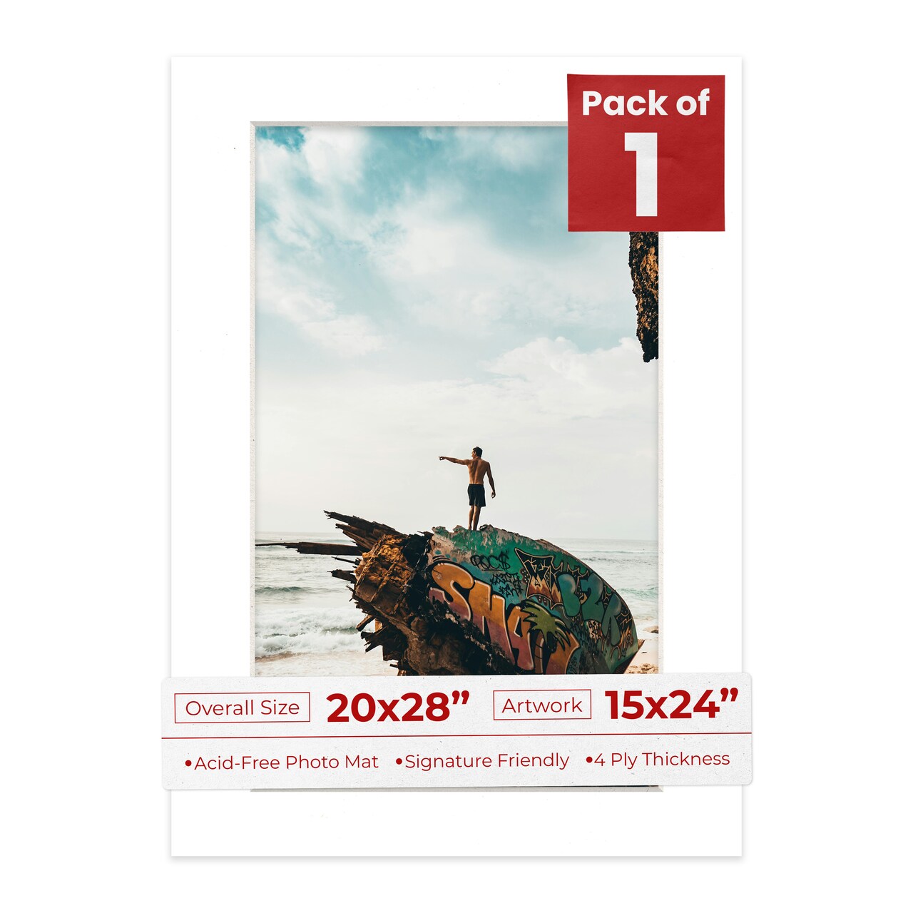 Off White Pebble Mat Board for 20x28 Frames - Fits 15x24 Photos